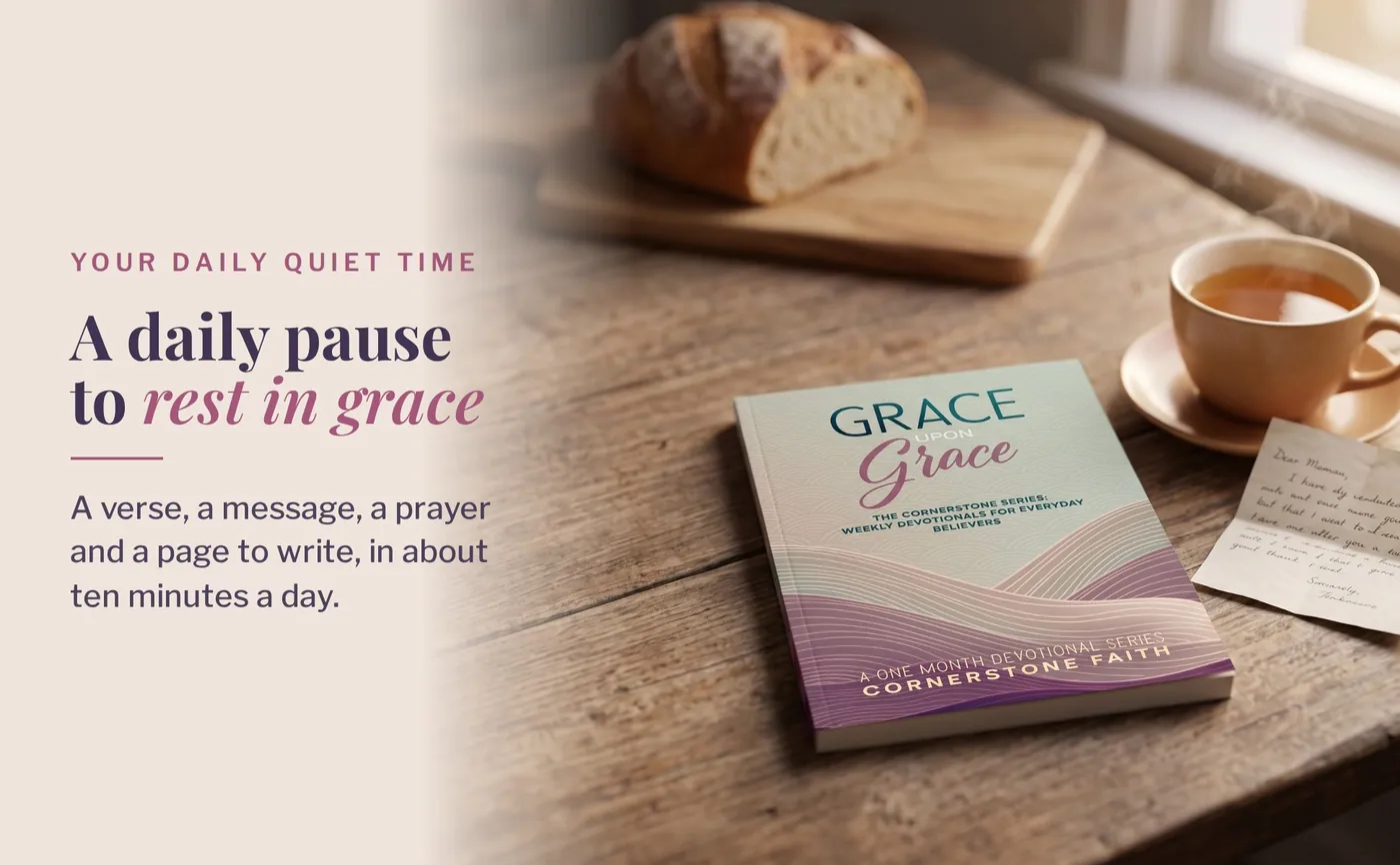 Grace Upon Grace on a table in a quiet, cozy setting