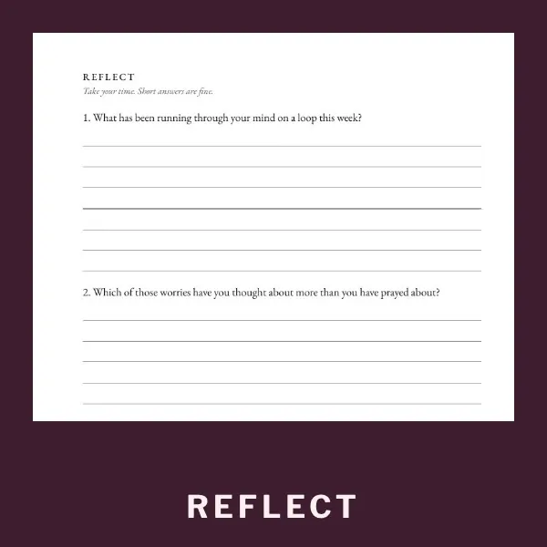 Reflect page with three questions and lined space